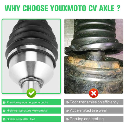Comparison of CV Axle Front Right For Kawasaki Teryx 800 And Teryx Four 800 2014 To 2023 showing features and defects