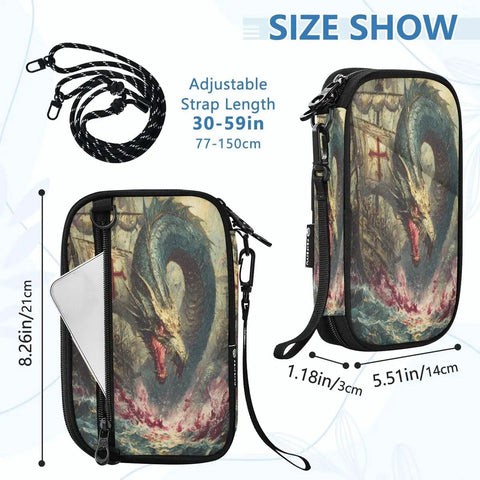 Family Passport Wallet With Five Passport Slots And Card Slots, RFID Blocking Lining For Personal Data Security, dragon print design.