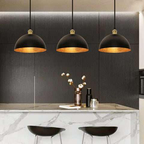 Boss Black And Gold Leaf Pendant Light With Handcrafted Metal Shade Vintage Ceiling Fixture for kitchen bar setting