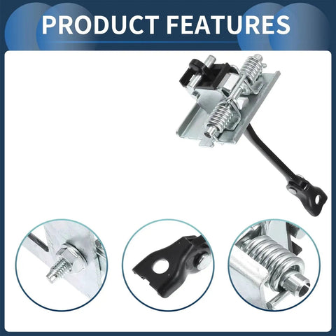 Peugeot 5008 Front Door Hinges Left And Right With Check Strap Soft Close Limiter Beefed-Up Wear Resistant Metal Dampened Close Mechanism Anti-Loosen Rattle Prevention Replacement 2009-2021, showing close-up of spring mechanism and metal components.