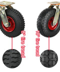 Dead Simple Heavy Duty Vacuum Air Caster Wheels 200MM 250MM Tubeless Rubber Tires Silent Rolling Casters with 8" and 10" treads.