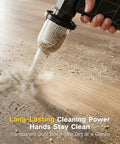 Power Packed Compressed Air Duster With O Shaped Air Duct And 13 Blade Dual Layer Turbo Fan vacuuming wood floor