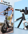 Universal Cup Holder Clamp That Fits 0.6 To 1.5 Inch Tubes For ATV Motorcycle Bike Wheelchair Golf Cart And More, shown on scooter and bike.