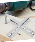 Top view of 2pcs stainless steel continuous piano hinges on a wood surface.