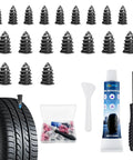 Tire Plug Kit for Tubeless Flats, 20 pcs screw-in plugs, repair glue, and tools for cars, SUVs, motorcycles, and ATVs