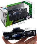 Mini RC Submarine Remote Control Boat Waterproof Dive Toy Kid Friendly Awesome Realistic Military Model With Dive Function Go Forward Backward Turn Left Right Submerge And Float Black Gift shown in packaging and handheld for size reference.