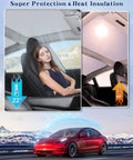 EPLTION white sunshade roof for Tesla Model 3; interior sunshade with heat insulation and UV protection.