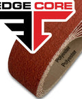 Knife Making EdgeCore Ceramic Sanding Belts 2 X 72 Inches Coarse Grit Premium Set showing red closed coat surface