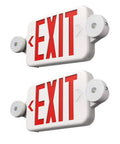 Two Pack Exit Sign With Emergency Lights And Battery Backup, LED Adjustable Head Emergency Lights For Business Use, Commercial Safety Signage, 90 Minute Emergency Operation