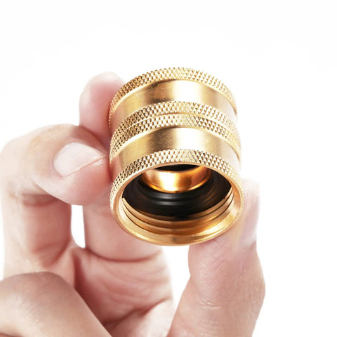 Dual Swivel Garden Hose Adapter Female To Female Connector Brass Heavy Duty 2 Pack No Fuss Corrosion Resistant Hose Fittings For Quick Tool Free Joins And Smooth Flow Watering, brass threaded close-up
