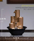 Indoor Tabletop Tiered Water Fountain With 3 Candles, 11 Inch Brown, featuring tiered design and tealight holders on table.