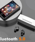 Massive 80GB Bluetooth MP3 Player And 3 Inch Portable MP4 Video Player With Built In Speaker FM Radio Video E Book Recording Supports All Formats Expandable To 256GB Black displayed with earbuds and Bluetooth 5.0 icon.