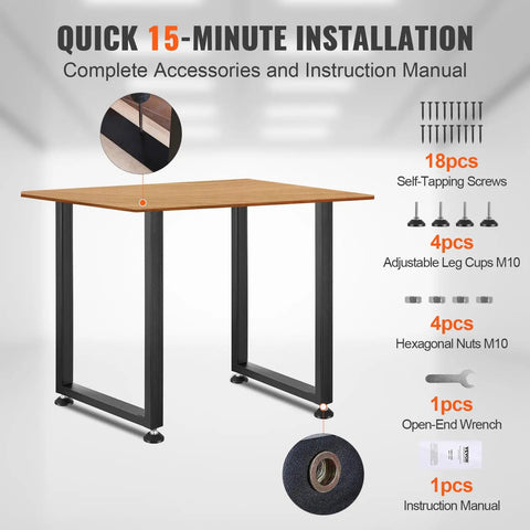 28 Inch Adjustable Square Steel Table Legs Set Of 2 Heavy Duty Desk Legs With 1000 Lb Load Capacity Rust Proof Matte Black Finish