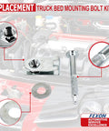 Heavy Duty Steel Truck Bed Mounting Bolt Kit For Ford Ranger 1983 2011 Replacement Hardware with nuts and washers laid out.