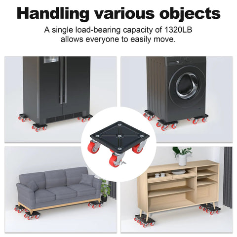Heavy Duty 3000 Lb Furniture Dolly With Five Wheel Design 360 Degree Swivel Casters And Handle For Moving Pianos Sofas Cabinets