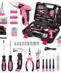 Pink 3.6V Cordless Screwdriver Set With 151 Piece Home Tool Kit Magnetic Bits LED Light USB C Fast Charging Lightweight Ergonomic Grip For Women DIY Projects