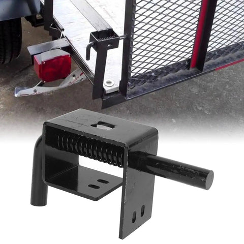 Badass Metal Trailer Gate Spring Lock For Carry On Utility Trailers Featuring Quick Snap Install And Hella Secure Grip Latch Mechanism Designed For Heavy Everyday Workloads with metal latch in close-up.