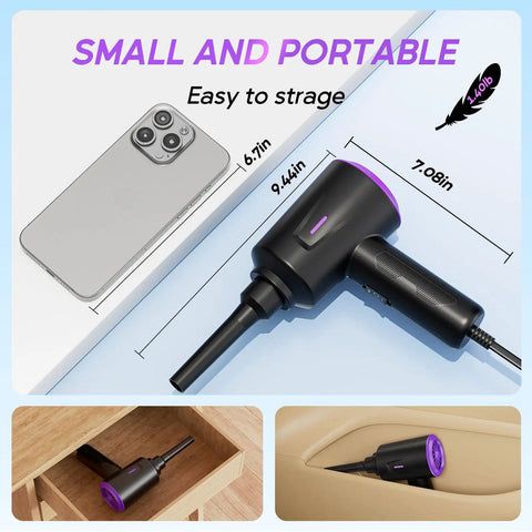 Electric Air Duster And Blower For Keyboard, PC And Electronics, Lightweight Multi Use, compact size with measurements