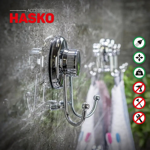 Powerful Vacuum Suction Cup Hooks Holder For Towel Robe And Loofah In Chrome Stainless Steel Rust Resistant Bathroom And Kitchen Organizer No Tools No Drilling Easy Install Boss Hold on tiled wall.