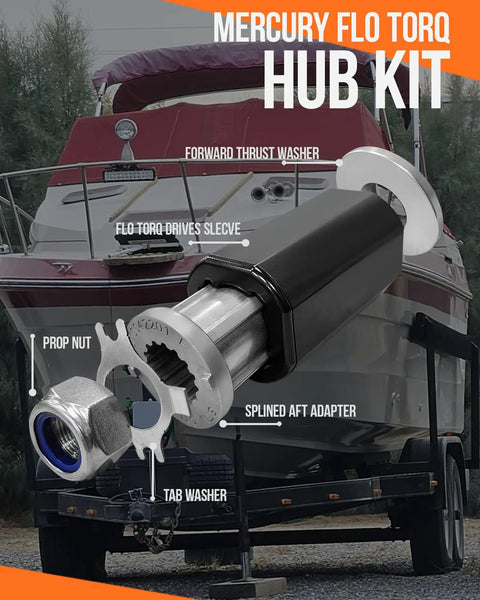 Beefed-Up Flo-Torq II Hub Kit 835257K1 For Mercury Outboard Motors 70-300 HP, Compatible With Mercruiser Alpha, Alpha One, Bravo One, 15-Spline Teeth, Marine Upgrade Ready To Install
