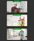 AUNMAS ABS Construction Handheld Stud Finder Wall Scanner with LCD Display used in indoor installation by a worker on a ladder.