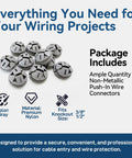 No Fuss Gray Push In Wire Connectors For Non Metallic Cable Bulk Fifty Pack, 10 gray nylon junction seals for 3/8" to 1/2" knockout openings.