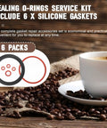 Gasket Repair Kit For Espresso Machines, Silicone O Ring Set With Boiler And Grouphead Gaskets, Replacement Seals For Classic Baby Evolution Twin Espresso Makers, Full Seal Set To Keep Your Brew On Point, 6-pack silicone rings