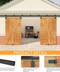 Outdoor garage with Beefy 20 Foot Black Box Rail Exterior Barn Door Hardware Kit for two doors, showcasing sliding track system.