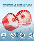 Two washable and reusable 4 Pack N858184 HEPA filters submerged in water, highlighting ease of cleaning and compatibility.