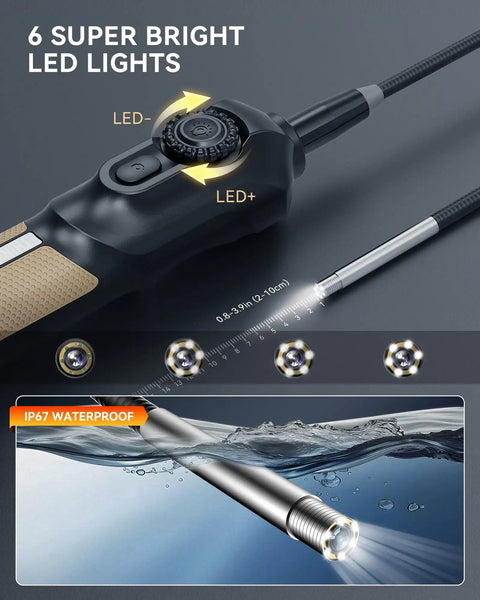 Slim 5.5mm Endoscope Camera With 2MP HD Borescope And 6 LED Lights For Auto And Home Diagnostics TES102 See Every Nook In Tight Spaces And Diagnose Car Engines Pipes And Appliances Like A Pro, IP67 waterproof probe