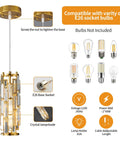 Gold Pendant Lights Set of 2 Dope Crystal Mini Chandelier for Kitchen Island, Dining Room and Bedroom with bulb compatibility guide