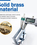 Hella Sturdy Brass Shower Door Hinges For Bathroom Glass showing solid 5mm brass material and measuring tools for durability.