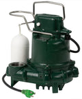 Mighty-Mate Submersible Sump Pump 1/3 Hp With Auto Float Switch, Non-Clogging Vortex Impeller, Cast Iron Housing, Green Finish