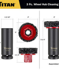 Pro Grade Wheel Hub Cleaning Kit with half inch drive impact socket and 2 inch abrasive pads in product view