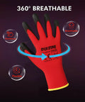 PU Coated Work Gloves With Red Seamless Knit Shell 12 Pairs Polyurethane Palm And Finger Grip Breathable Lightweight Design For Men And Women Killer Grip For General Duty And Light Industrial Work