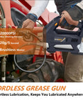 Cordless Heavy Equipment Grease Gun With 20000 PSI Output 20V Power 4.0Ah Battery And Quick Charger 40 Inch Hose