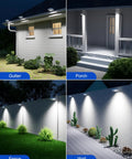 Four Pack White Solar Powered Gutter Lights Outdoor Decorative Waterproof 12 LEDs Yard Lamps illuminating gutter, fence, wall