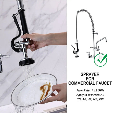 Pro Grade Pre Rinse Spray Valve With 38 Inch Flexible Stainless Steel Hose For Commercial Sinks And Restaurant Faucets Wall Mount Or Desk Mount Replacement Kit Heavy Duty Kitchen Upgrade