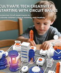 Hands On AI Powered Science Toy Set With Smart Voice Physics Circuits And Electronic Building Blocks For STEM Education 500 Plus Projects 66 Pieces Perfect Holiday And Birthday Gift For Kids Aged 3 And Up., child assembling circuit blocks