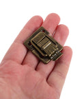 Antique Cabinet Latch Set, Small Padlock Buckle, held in hand, vintage iron hardware hasps for metal boxes, coffee color