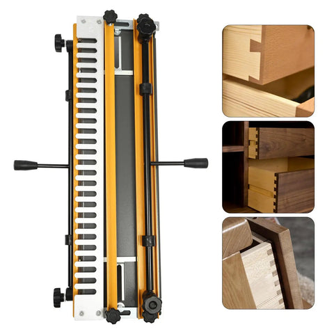Pro Level 24 Inch Dovetail Jig Kit For Dead Nuts Accurate Woodworking Joints showing top view of jig with precision adjustment knobs.