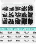Heavy Duty Laptop And PC Screw Kit With 450 Pieces In 15 Common Sizes Including M2 M2.5 And M3 Flat Heads in a clear organizer.