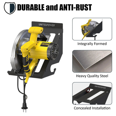 Premium Circular Saw Holder Wall Mount Organizer for Workshop Garage Shed and Home Space Saving Rack Fits Most Circular Saws