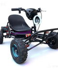 72V Electric Go Kart For Adults With QS Mid Motor 3kW Peak 25kW, rugged tires, and LED high beam shown from front angle