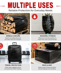 Heavy Duty Black 18 Inch Stretch Wrap 80 Gauge 20 Pack For Moving Furniture Protection And Pallet Wrapping That Stays Put And Keeps Your Stuff Safe And Secure; multiple uses for firewood, trees, luggage, and boxes