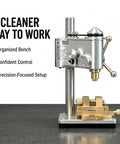 Mini Benchtop Drill Press With Variable Speed For Precision Watch Repair And Jewelry Making 0.01mm Accuracy, detailed view of control setup.