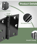 Beefy 3 Inch Door Hinges 24 Pack Black Square Hinge Set With Soft Close Cushion For Interior And Exterior Doors Rust Resistant