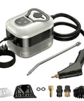 Heavy Duty 2500W Handheld Steam Cleaner With 4.5 Bar Pressure And 1200Ml Tank and tools for deep cleaning couches, cars, and grout.