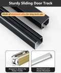 Aluminum profiles of 24ft Sliding Barn Door Track System Kit For Ceiling Mount in Closets, Garages, and Rooms, silver hardware set.