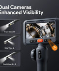 Dual Lens 210 Degree Articulating Endoscope With 4.5 Inch Screen and dual camera views on display.